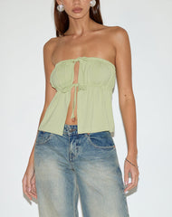 Ender Tie Bandeau Top in Rayon Pistachio
