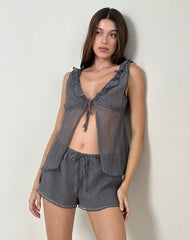 Enisa Top in Crinkle Chiffon Grey