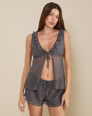 Enisa Top in Crinkle Chiffon Grey