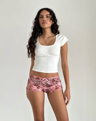 Erna Micro Shorts in Pink Lace Floral Bloom