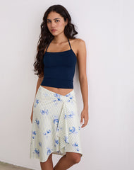 Esmeray Midi Skirt in Floral Stripe Cream