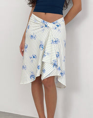 Esmeray Midi Skirt in Floral Stripe Cream