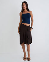 Esmeray Midi Skirt in Chocolate Brown