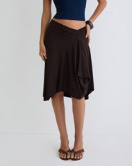 Esmeray Midi Skirt in Chocolate Brown