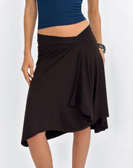 Esmeray Midi Skirt in Chocolate Brown