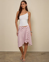 Esmeray Midi Skirt in Diagonal Stripe Pink