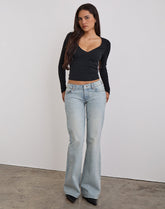 Extra Low Rise Flare in Breeze Blue Wash