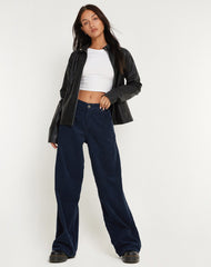 Roomy Extra Wide Low Rise Jeans in Cord Navy