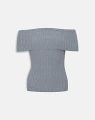 Fahari Foldover Top in Rib Knit Grey