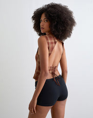 Felia Tie Back Top in Red Check