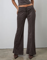 Vallen Trousers in Dark Faux Suede Chestnut