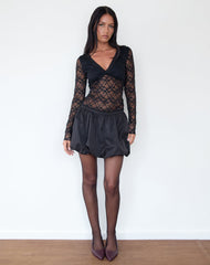 Fiore Long Sleeve Top in Black Canina Rose Lace