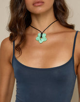 Flower Necklace in Resin Green