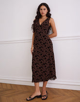 Gabriela Midi Dress in Garden Floral Brown