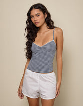 Gaika Cami Top in Seersucker Gingham Navy