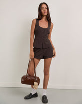 Ganita Vest in Dark Brown Pinstripe