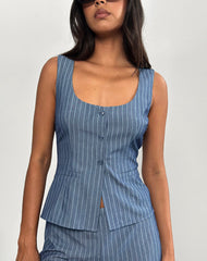 Ganita Vest in Pinstripe Blue