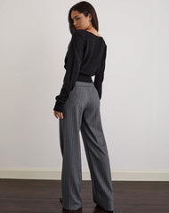 Ganta Slim Trouser in Pinstripe Charcoal