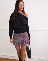 Gayani Ruffle Skirt in Stripe Polka Plum