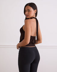 Giunea Knot Halter Top in Bitter Chocolate