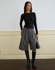 Gomira Long Sleeve Top in Black with Lace Trim