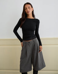 Asha Short in Pinstripe Charcoal