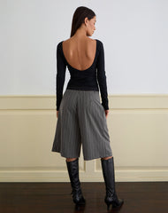 Gomira Long Sleeve Top in Black with Lace Trim