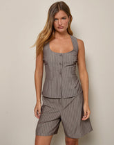 Ganita Vest in Pinstripe Brown