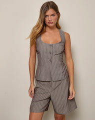 Ganita Vest in Pinstripe Brown