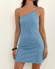 Hamal Mini Dress in Sequin Blue