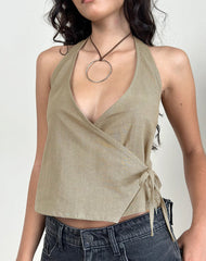 Hart Tie Side Top in Linen Slate Green