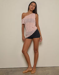 Hea Top in Chiffon Blurred Check Peach