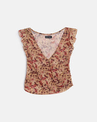 Heidi Wrap Top in Chiffon Rusty Flower