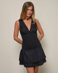 Hevosia Ruched Mini Dress in Black