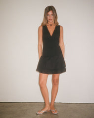 Hevosia Ruched Mini Dress in Black