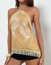 Howard Halter Fringe Top in Flower Yellow White