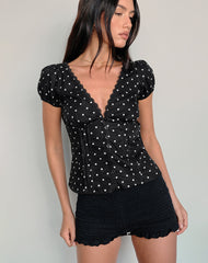 Ilias Corset Top in Basic Polka Black