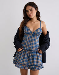 Isamu Top in Medium Tartan Blue