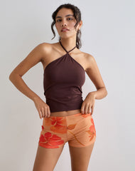 Istora Shorts in Watercolour Hibiscus Orange