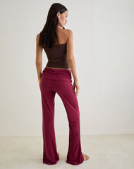 Jacita Low Rise Trousers in Cupro Burgundy