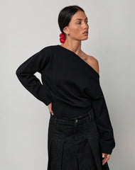 Jalira Asymmetric Cinch Jumper in Black