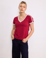 Janan Top in Adrenaline Red with White Binding