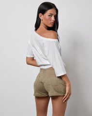 Janna Hotpants in Faux Suede Walnut