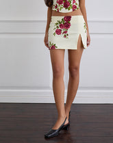 Pravara Mini Skirt in Bouquet Roses Cream