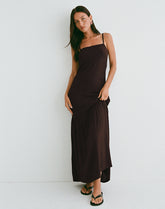 Jenesis Maxi Dress in Crinkle Bitter Chocolate