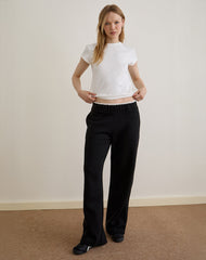 Jenita Loose Jogger in Black with White Picot Trim