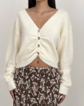 Jiyo Gathered Cardigan in Knit Ivory