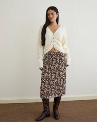 Jiyo Gathered Cardigan in Knit Ivory