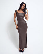 Jolita Maxi Dress in Brown Shimmer