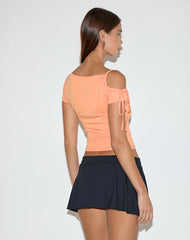 Jophiel Cut Shoulder Top in Cupro Coral